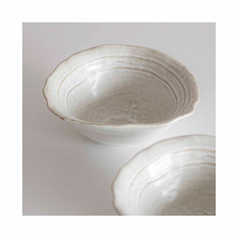 MAELSTROM Organic Shaped Rustic White Rice Bowl-image 3