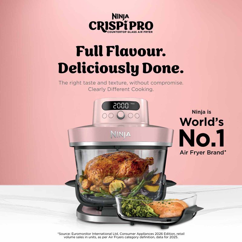 NINJA Crispi Pro Countertop Glass Air Fryer - Rose Quartz AS101SMPK-image 3