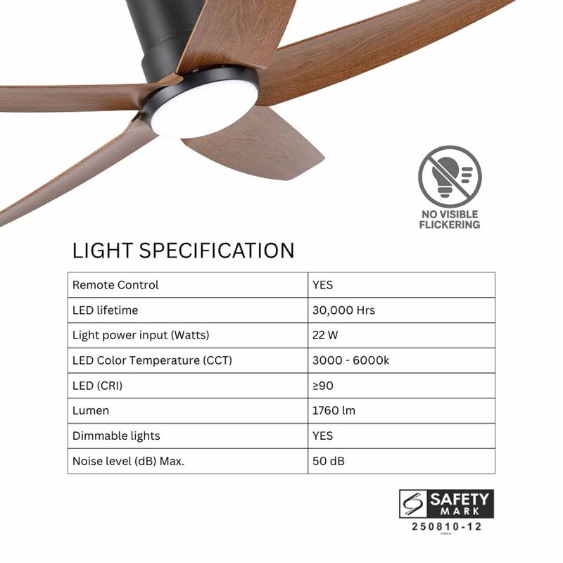 GLOXON 52 In Ceiling Fan With Light -black/wood CF5202 LR BLACK/WOOD-image 4