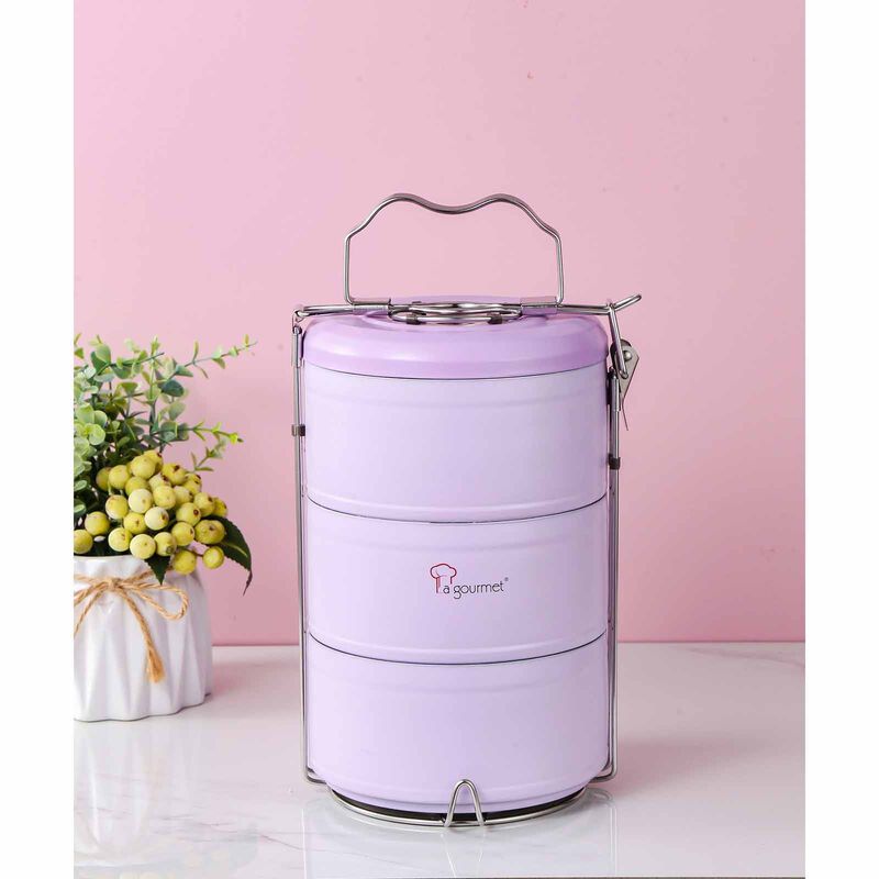 LA GOURMET Periwinkle 2.1l 3-tier Tiffin Carrier LGPWE409607-image 4