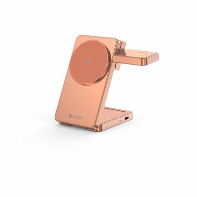 MAZER Qi2.2 25w Foldable 3in1 Total 35w Wireless Charging Stand-sunset Orange M-MAGFOLD07-SO