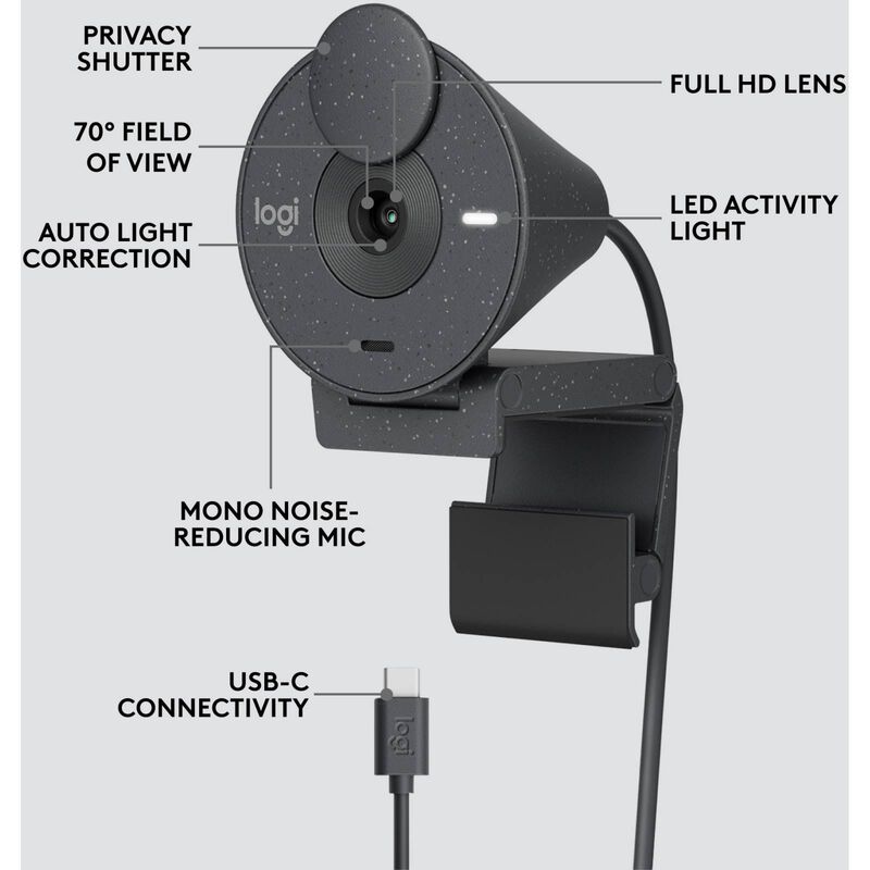 LOGITECH Brio 300 Full Hd Webcam - Graphite (iy) 960-001437-image 3