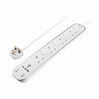 MASTERPLUG Individually 4 Gang Switched Surge Extension 2m SWSRGUAC2042PW