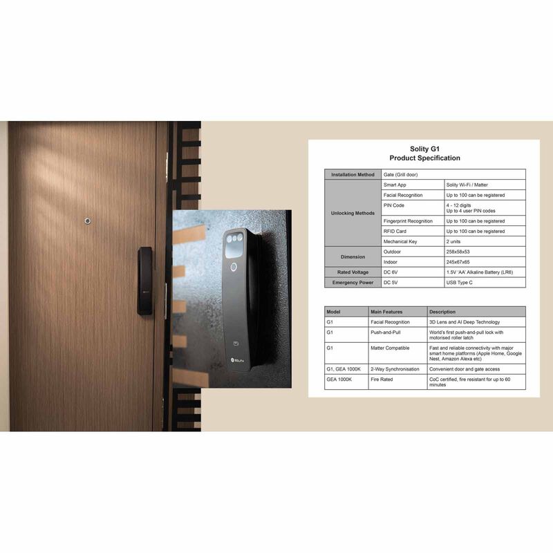 SOLITY Facial Recognition Push Pull Gate Lock G1-image 5