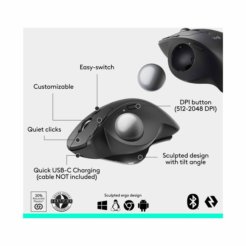 LOGITECH Mx Ergo S Silent Wl Trackball Mouse 910-007261-image 9