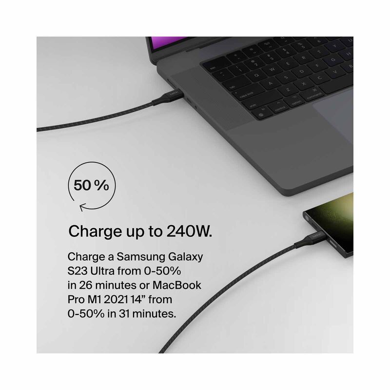 BELKIN Usb-c To C Pd3.1 Cable 2m Up To 240w Blk CAB015BT2MBK-image 5