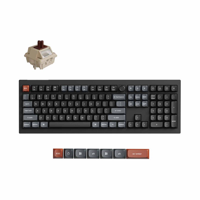 KEYCHRON V6 Ultra 8k 100% 108 Key Black Knob Rgb Hot-swap Silk Pom Brown Switch KYCN-V6U-D3-image 1