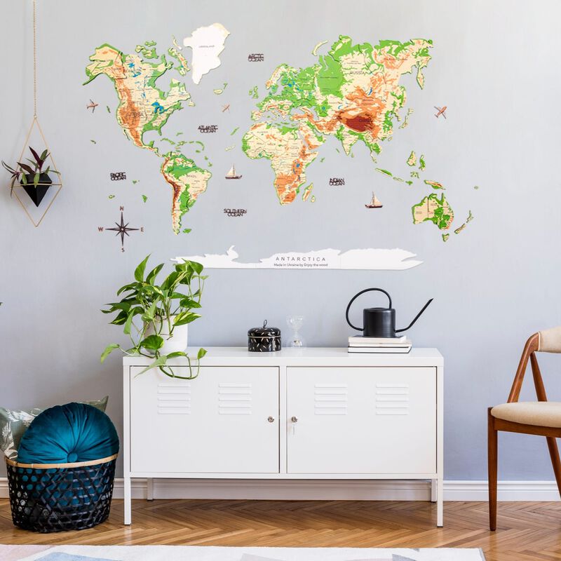 2d Wooden World Map Physical S ENJOY THE WOOD-image 4