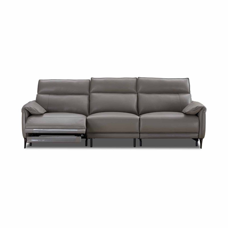 MUZE 3rr Seater (fl) Cat B Grey Full Leather Sofa MAUDE-image 3