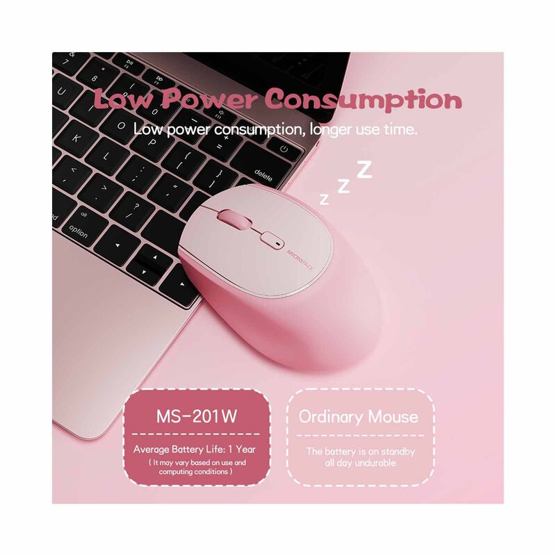 MICROPACK Lifestyle 2.4g + Bluetooth Wireless Mouse- Pink MS-201W-PK-image 7