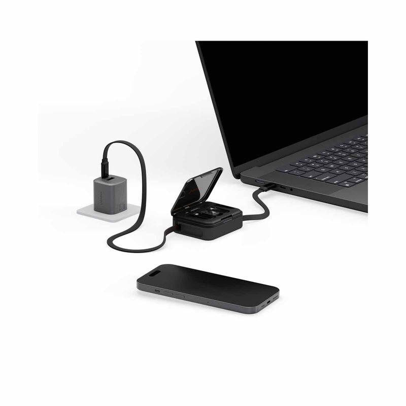BAZIC Gocharge Loop, 5 In 1 Cable Kit With Swappable Usb A & Lighting Adapters, 1m Retractable Cable - Bla CBL-LOOP-BLK100-image 2