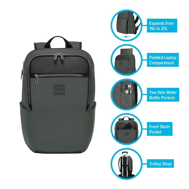 TARGUS 15.6" Urban Expandable Backpack - Olive TBB59605GL-70-image 7