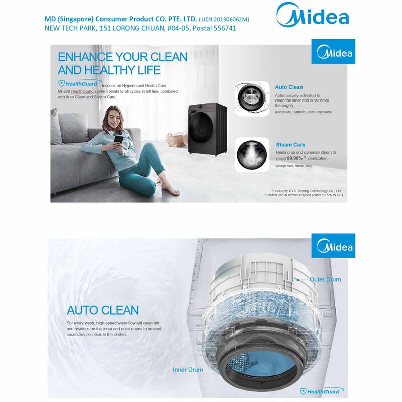 MIDEA Front Load Washer (12kg) MF200W120WB-image 6