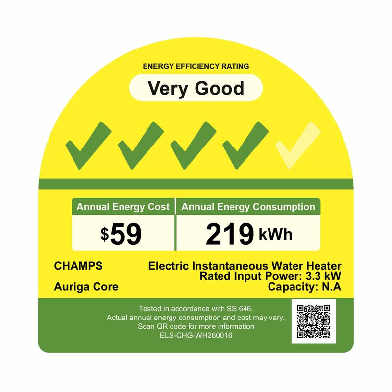 CHAMPS Electric Instant Water Heater - Matte White AURIGA CORE - MATTE WHITE-image 2