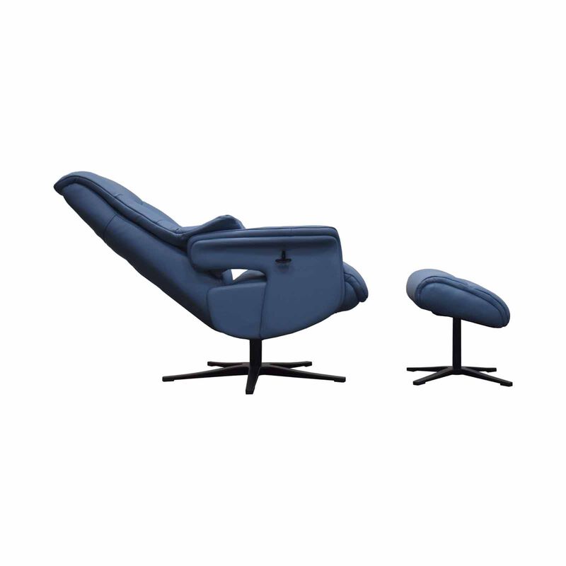 Recliner Chair W Ottoman (fl) Blue Full Leather ASTRID-image 5
