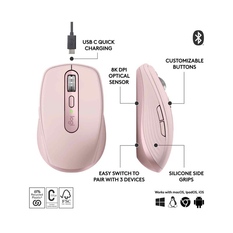 LOGITECH Mx Anywhere 3s Wireless Mouse Rose 1y 910-006934-image 3