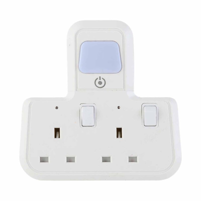MORRIES T-shape 2 Way Adaptor With Night Light Function (white) MS-282TAWNL-image 1
