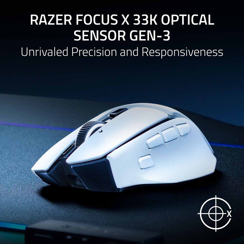 RAZER Basilisk V4 Hyperspeed - Ergonomic Wireless Gaming Mouse - White Edition RZ01-05680200-R3M1-image 6