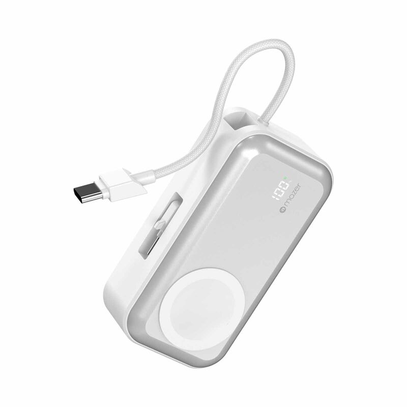 MAZER Pocketmini 5000mah/built-in Cable+apple Watch Charging+stand/pd20w Power Bank - White M-POCKET5.0W-WH-image 12