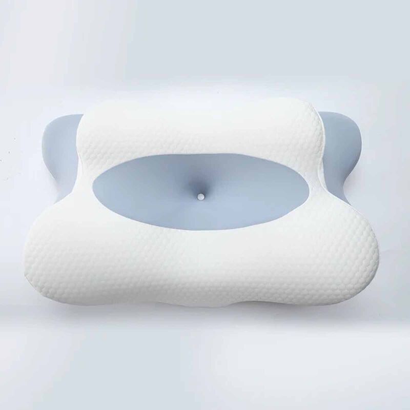 BELLAMI PL Double Comfort Memory Foam Pillow With Cover - White + Light Blue DOUBLE COMFORT-image 1