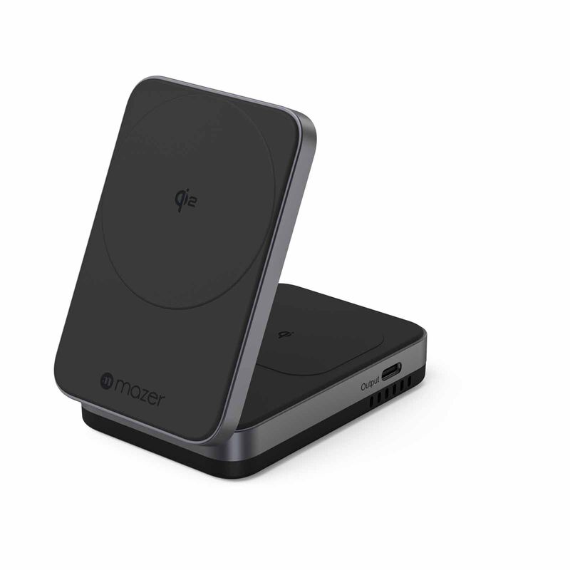 MAZER Qi2 Certified 32w Wireless Foldable 2in1+usb-c Pd12w Output Charger - Black M-QI2-MAGFOLD02-BK-image 2