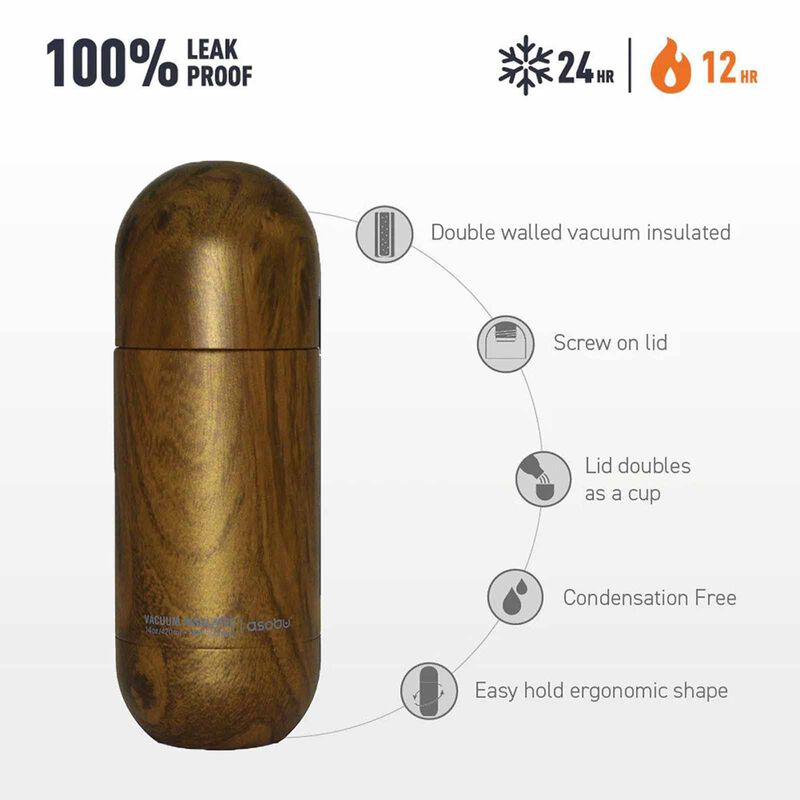 ASOBU Orb Water Bottle Wood 420ml ASBV30WD-image 4