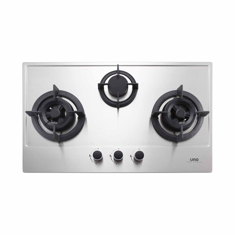 UNO 75cm 3 Burner Stainless Steel Hob, Battery Operated Ignition US-7903TRSV-image 1