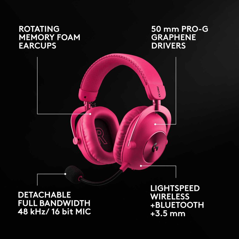 LOGITECH G Pro X 3 Lightspeed Bt Headset Magenta 981-001757-image 8