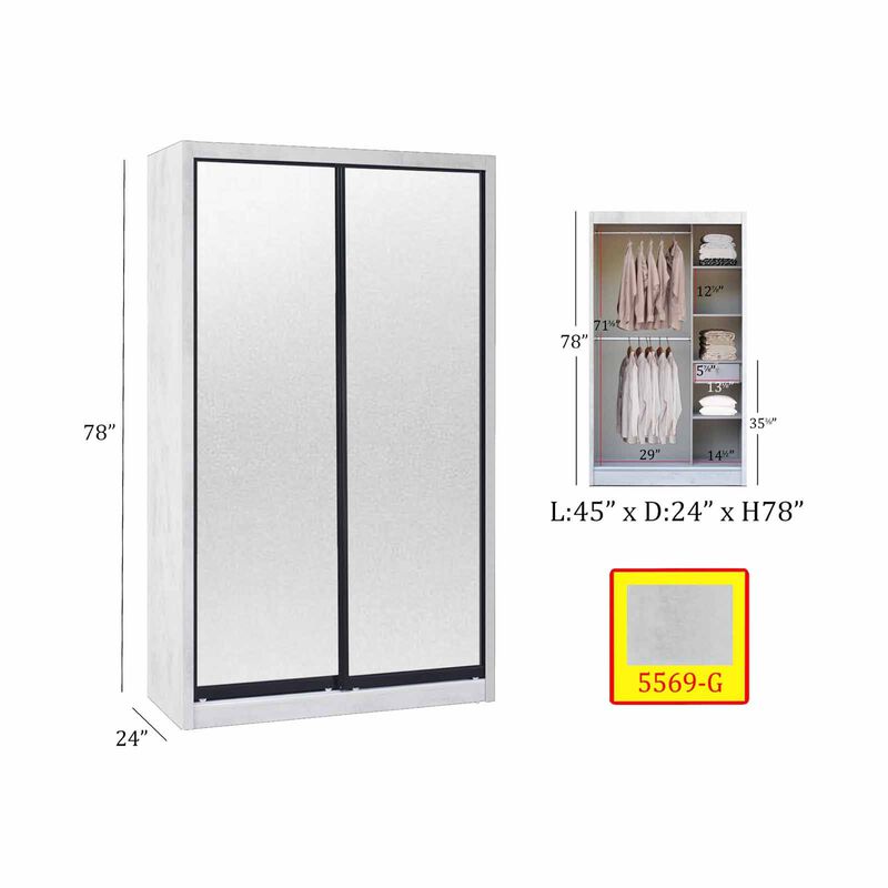 SMARTBOX 2 Door Sliding Wardrobe (grey-41) LUCCA-image 2
