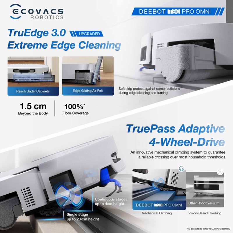 ECOVACS Deebot T90 Pro Omni Robotic Vacuum Cleaner - White DEX95 - WHITE-image 7