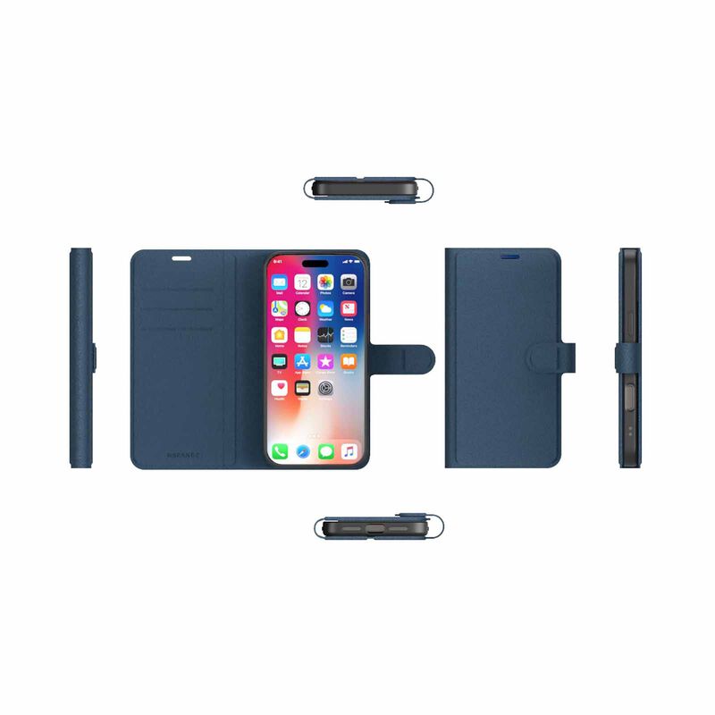 N.BRANDZ Folio Leather Wallet Case For Iphone 17 Pro Max-navy Blue N-FOLIO-IP17PM-NB-image 4