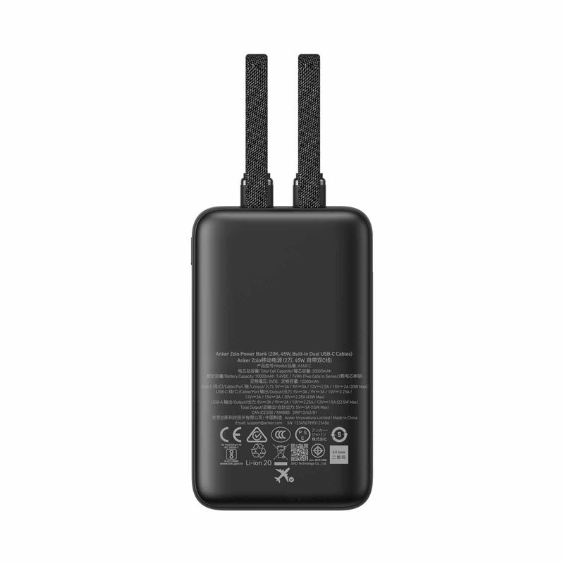 ANKER Zolo Powerbank 20000mah 45w Fast Charging Built-in Dual Usb C Cable - Bk A110MH12-image 2