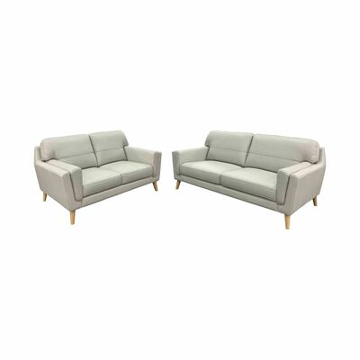 SOLOTTI 3+2 Seater (hl) Silver Half Leather Sofa Set TATIANA