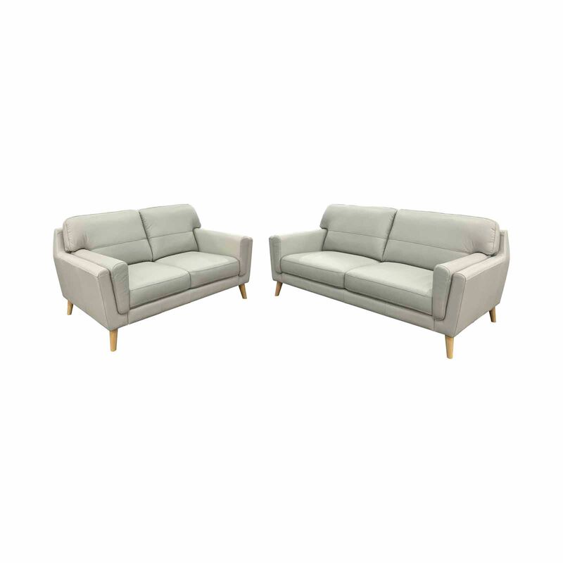 SOLOTTI 3+2 Seater (hl) Silver Half Leather Sofa Set TATIANA-image null