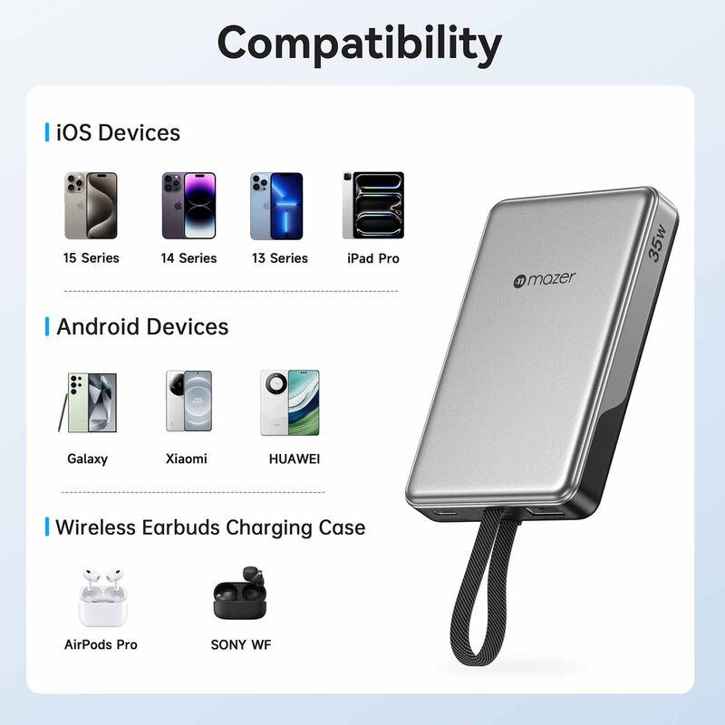 MAZER Powercharge Link 10000mah Pd35w With Built-in C-cable Powerbank - Pink M-PC35L10V3-PK-image 7