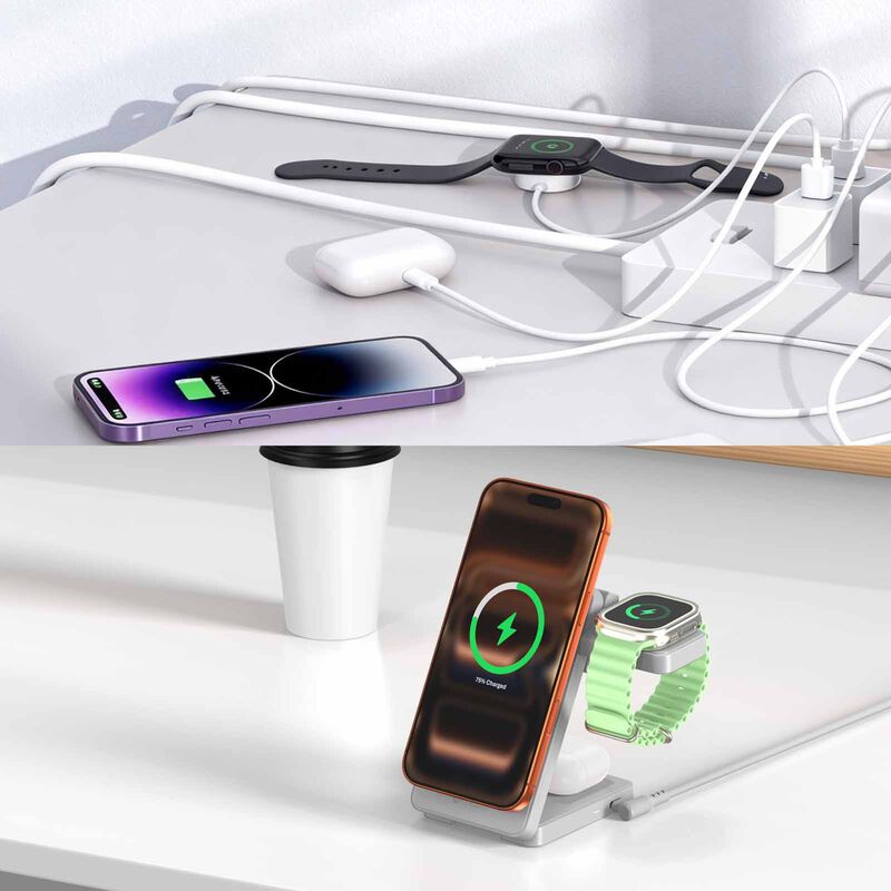 MAZER Qi2.2 25w Foldable 3in1 Total 35w Wireless Charging Stand-lightgrey M-MAGFOLD07-LG-image 12