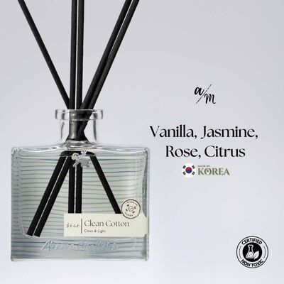 AROMA MATT Clean Cotton Reed Diffuser 8.45 Fl.oz (250ml) BOTTLE250-CLEAN COTTON