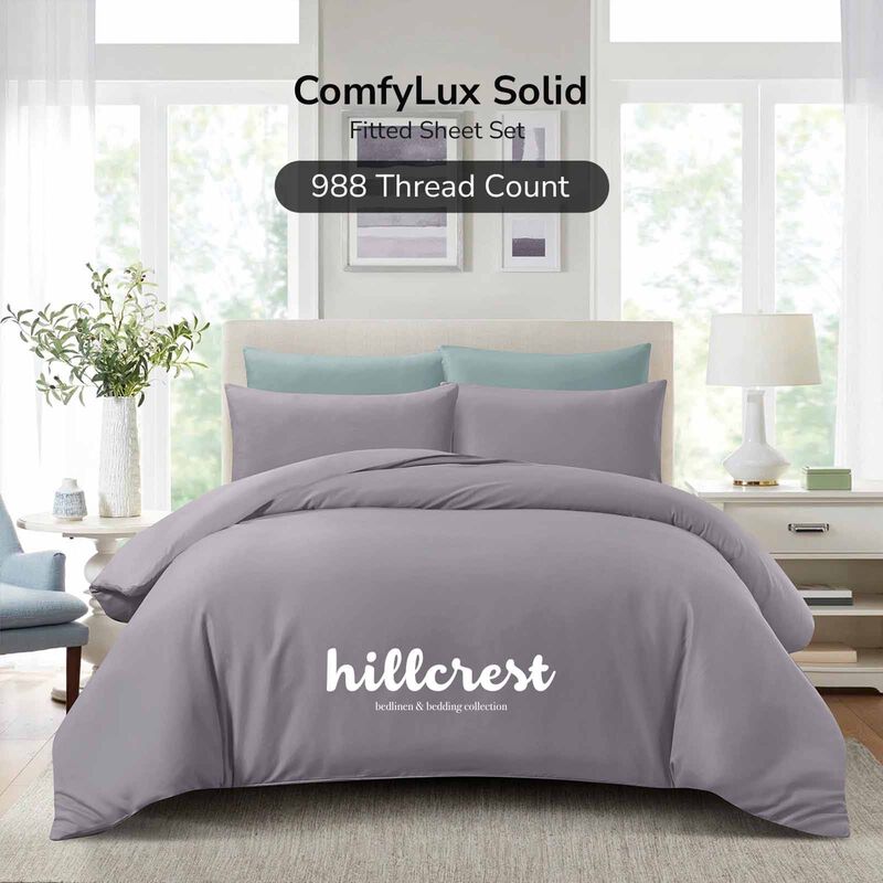 HILLCREST Hillcrest I Comfylux Solid 988tc I Grey I Single Fitted Sheet ( Oe ) 6836 I S I FS I GREY-image 1