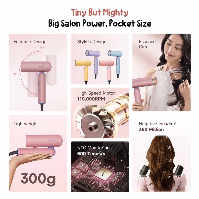 DREAME Pocket Cake High-speed Hair Dryer - Lemon Parfait Yellow DM-CKHPKET-YL-image 3