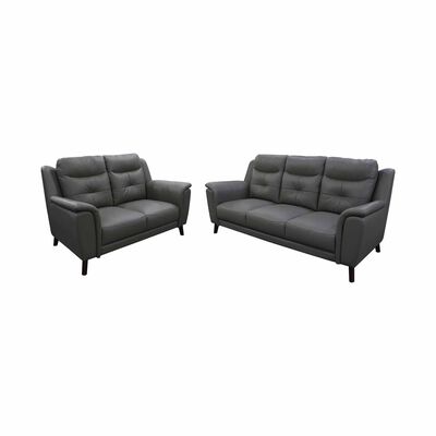 SOLOTTI 3+2 Seater (hl) Black Half Leather LIVIA