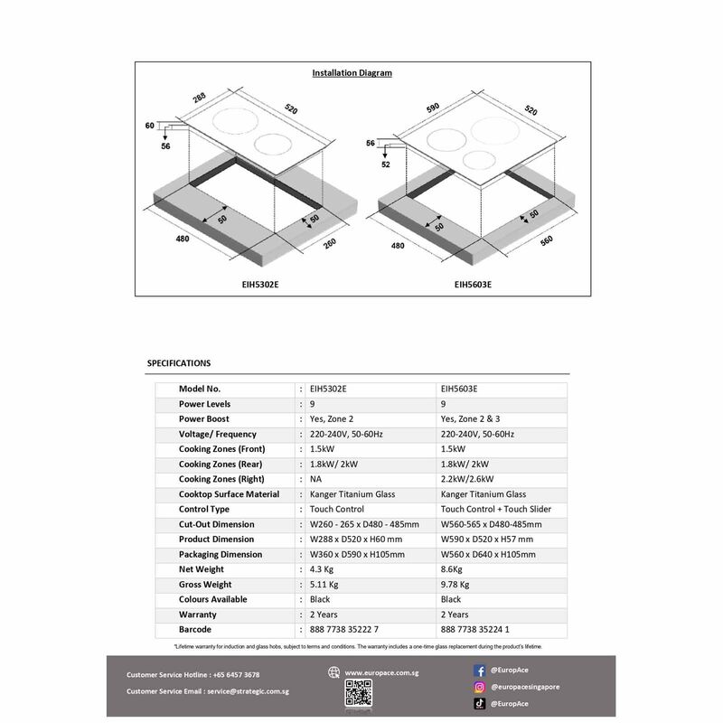 OTIMMO 3 Zones Induction Hob (5 Series) EIH5603E-image 7