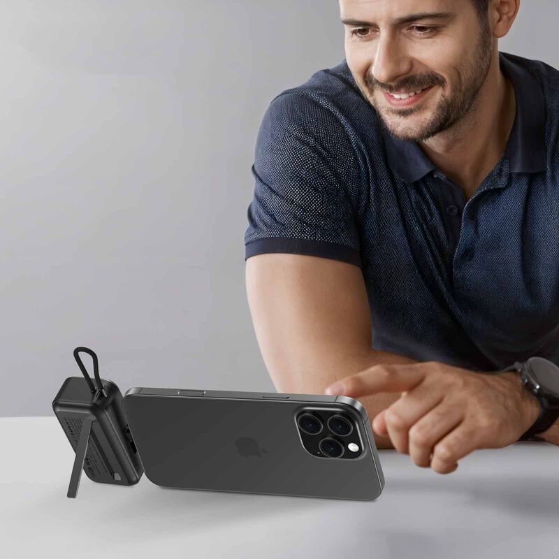 MAZER Pocketmini 5000mah/built-in Cable+apple Watch Charging+stand/pd20w Power Bank - Black M-POCKET5.0W-BK-image 7