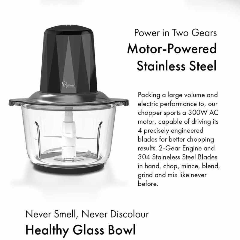 LA GOURMET Healthy Glass Chopper 1.8l - Black LGELGC359650-image 4