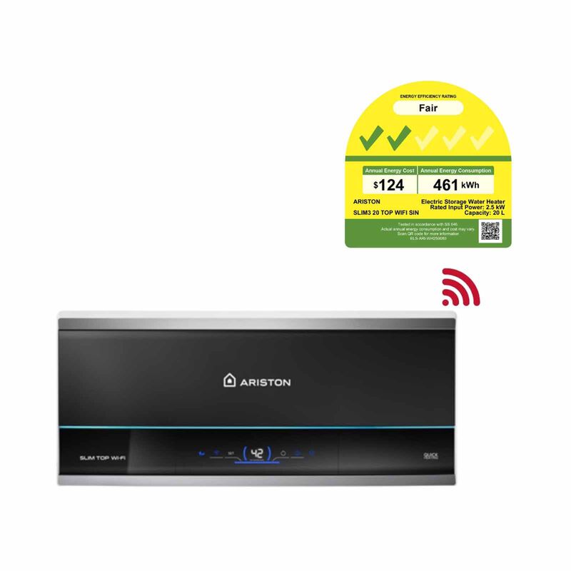 ARISTON Wifi Storage Water Heater 20l (installation Charges Applies) SLIM3 20 TOP WIFI SIN-image 1