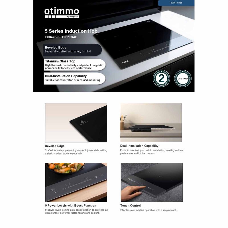 OTIMMO 2 Zones Induction Hob (5 Series) EIH5302E-image 6