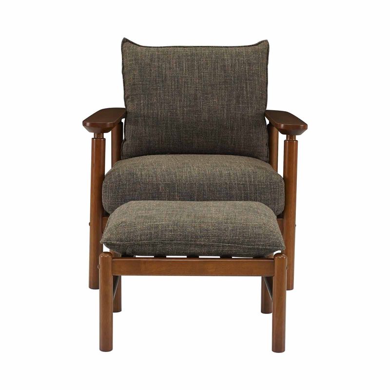MUZE 1 Seater+ottoman Sofa (fab) Brown Fabric Sofa MERU-image 1