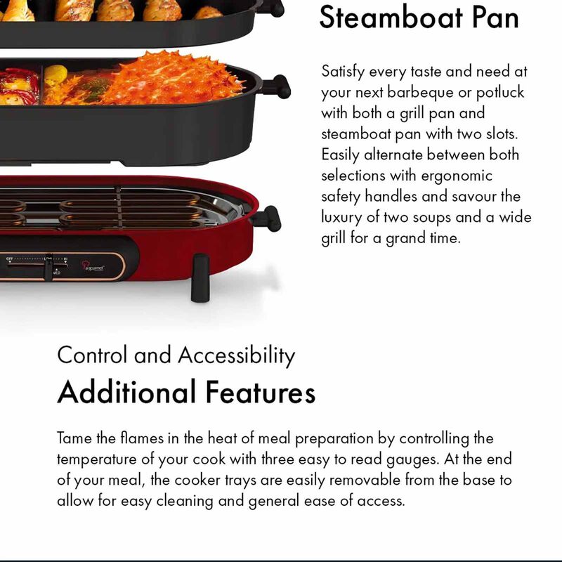 LA GOURMET Flame Multi Electric Cooker - Red LGELFE409768-image 6