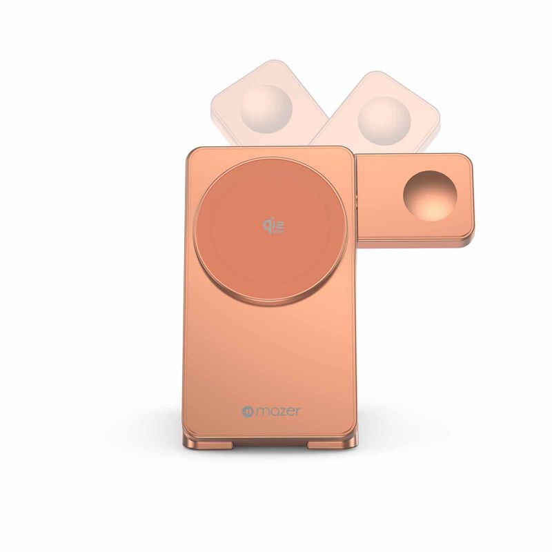 MAZER Qi2.2 25w Foldable 3in1 Total 35w Wireless Charging Stand-sunset Orange M-MAGFOLD07-SO-image 11