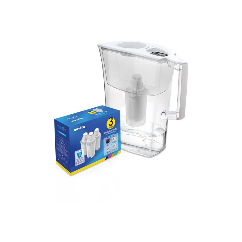NOVITA Water Pitcher White Hydroplus & Filter Pack NP110W+ BUNDLE-image null