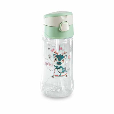 EPLAS Bpa One-touch Kid Bottles W/silicone Straw (450ml) -turquoise EGQP-450